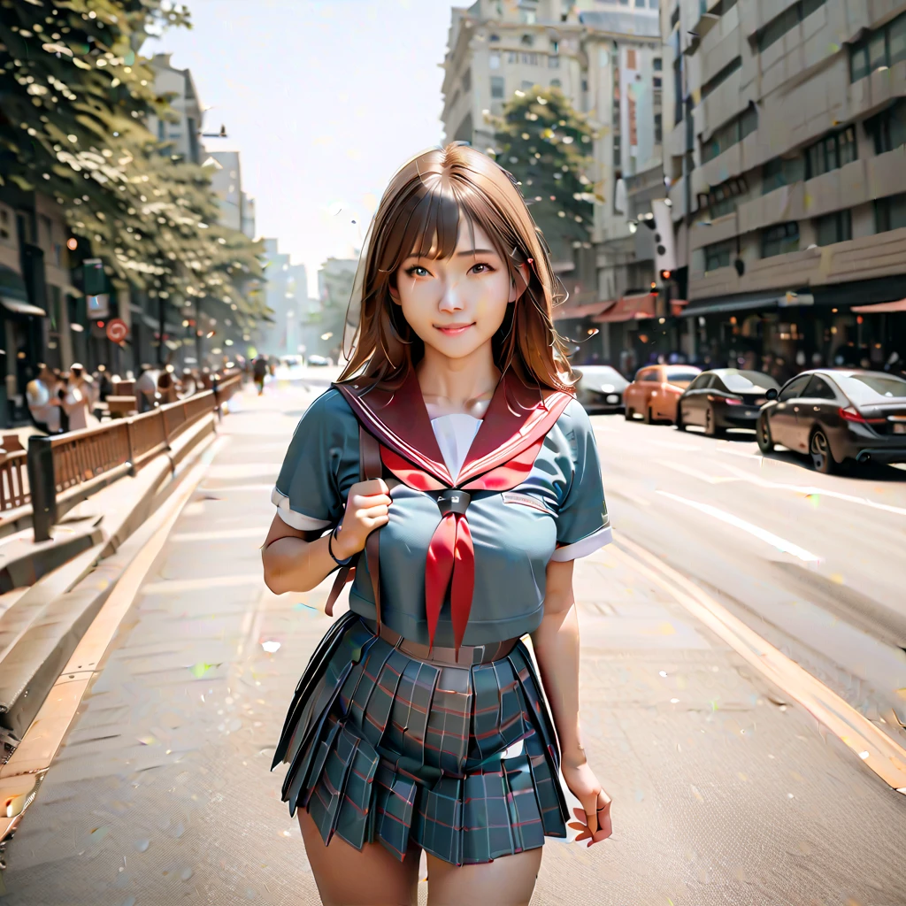 Invisible person, (masterpiece, best quality:1.2), 1girl, solo, School Sailor Uniform, in realistic city, (8k, RAW photo, best quality, masterpiece:1.2), (realistic, photo-realistic:1.37), photon mapping, radiosity, ((Hasselblad photography)), physically-based rendering, (close-up shot of breasts)