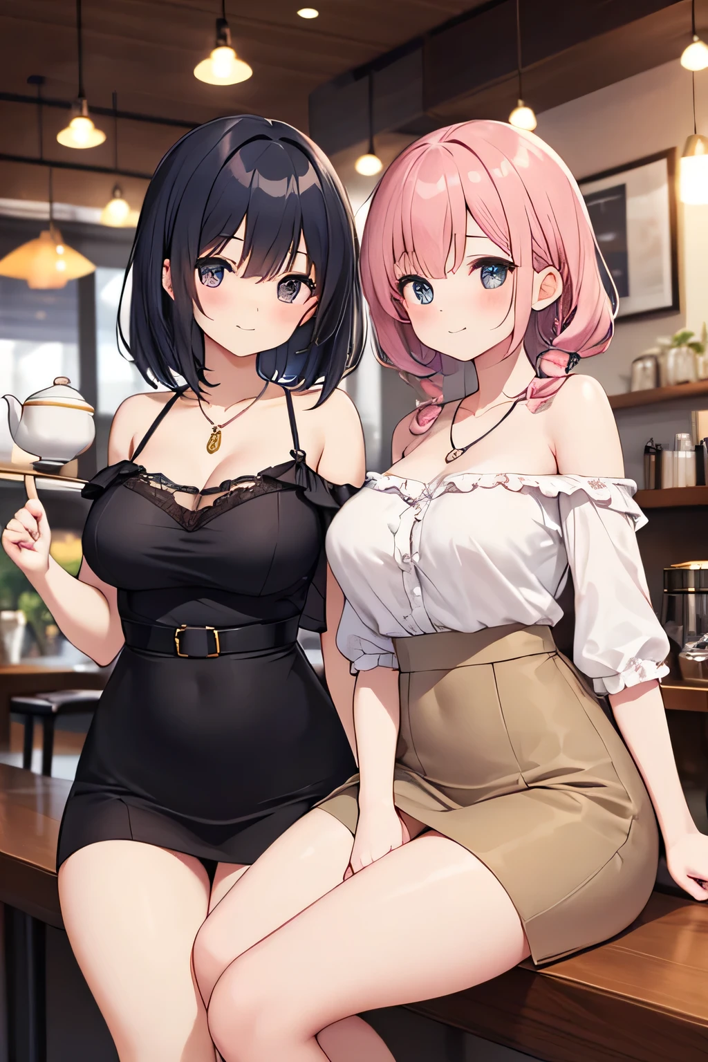 1 girl, small nose, very beautiful detailed face and eyes, bright colors, cute face, delicate beautiful face, Bright magenta eyes, cute eyes, sparkling eyes, Big eyes, (big breasts:1.3), (perky chest:1.1), (pointed chest:1.0), (cake magazine cover:1.3),highest quality, WorKs of masters, High resolution,BlacK color hair,shiny hair, side ponytail,hair between eyes,bangs, (black jacket, real clothes, cleavage, black skirts, black thighhighs, thigh strap, fingerless gloves, single glove:1.2) , spread legs, panties shot, medium hips, glamorous body, white skin, smile, thin pubric hair, super beautiful face, Super beautiful eyes, Super beautiful hair,trendy outfit,sexy and attractive,full body esbian, Real World, Natural light,perfect Natural light,(with sparkling eyes and a contagious smile), This masterpiece is not only visually stunning but also tells, make of cake cooking , in the kitchen, open mouth, looking at viewer,