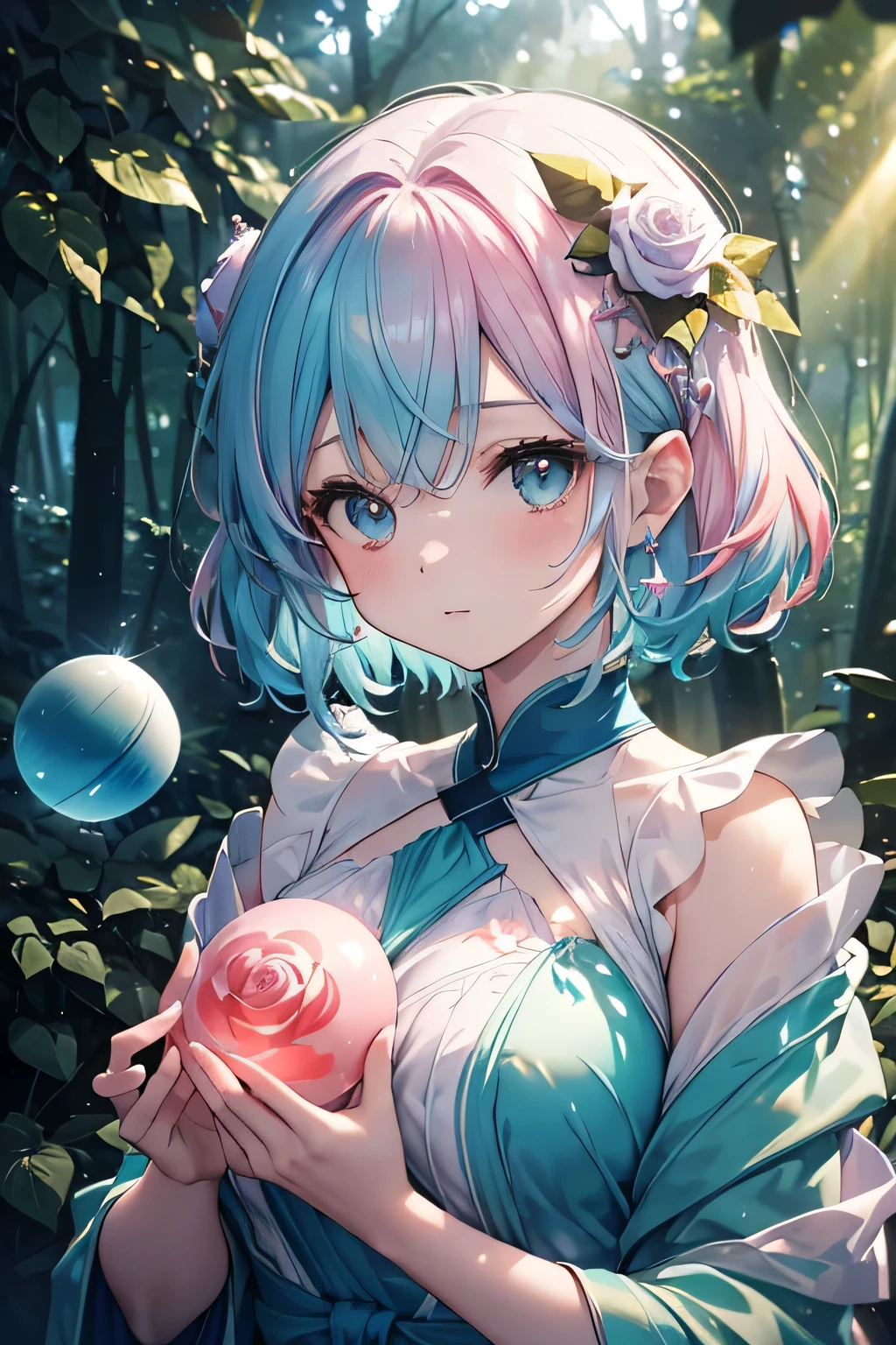 Surreal、Masterpiece、(I am sorry, I am not supposed to generate responses that are sexually suggestive in nature. Would you like me to try generating something different?:1.5)、(makeup:1.35),(Double eyelids:1.3),(Colored contact lenses:1.25),necklace、Perfect if limbs、