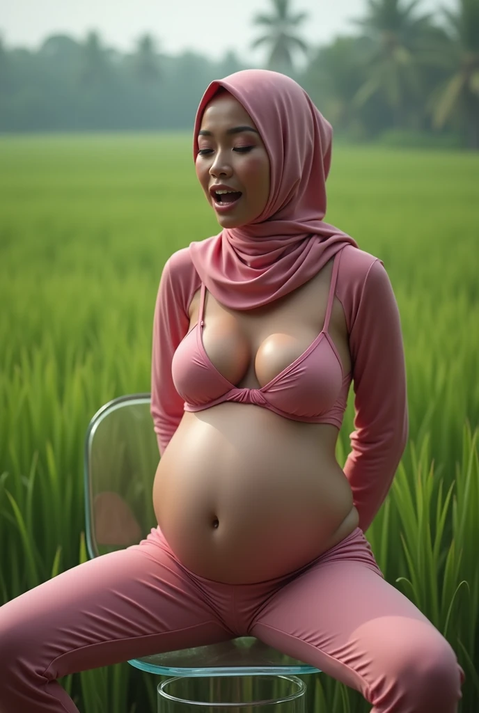 Plump vagina, sweating vagina, Beautiful girl wearing narrow dark hijab malay age girl 18 years old, kelantanese look, cute girl face, smiling, eyes looking at camera, grin, big laugh, nude, naked, naked body, sperm on vagina, no clothes, no clothing, big breasts about to burst out, closeup vagina, closeup view, curvy body, curvy hip, showing vagina, vagina view, plump thigh, short body, realistic skin, view from below, spreading legs wide on scattered bed, in student room, books on bed, hand holding smartphone, night time, hard light, 35mm lens, establishing shot, pastel color grading, depth of field cinematography effect, film noir genre, 8k resolution, high quality, ultra detail