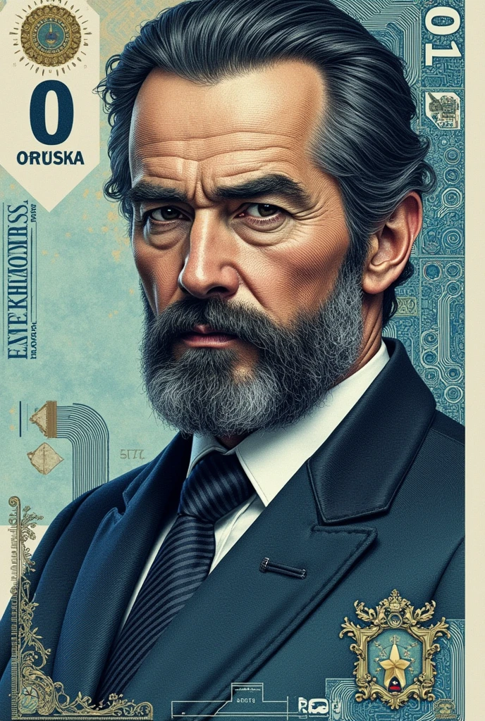 create a 5000 bill$ Let it be light blue and have General Jose de San Martin on it.