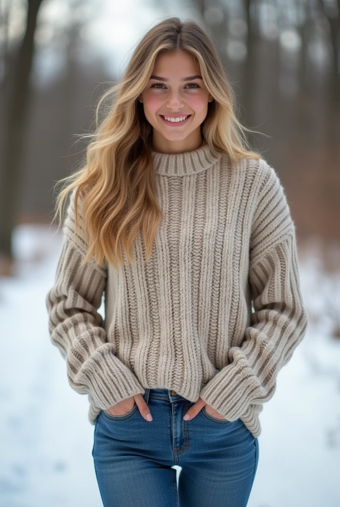 <lora:hannahhays:1>,hannahhays,full body,high heels,jeans,standing,sweater,, Fujifilm X-T3,1/1250sec at f/2.8,ISO 160,84mm,RAW photo,Uplight,wide shot,ideal face template,film grain,distance from camera,RAW Photo, DSLR,, <lora:add_detail:1>,detailed face,realistic skin texture,realistic pores, photorealistic photo,highly detailed 8k photo,hyperrealism, looking at the camera, in the park