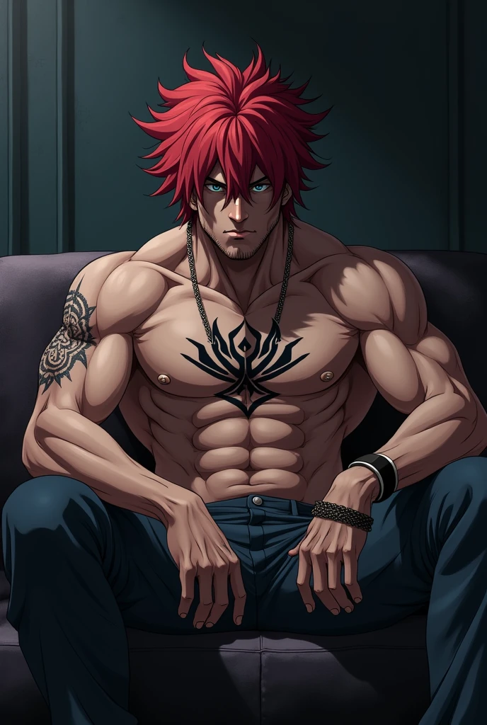 Man tiger eyes red hair gothic style