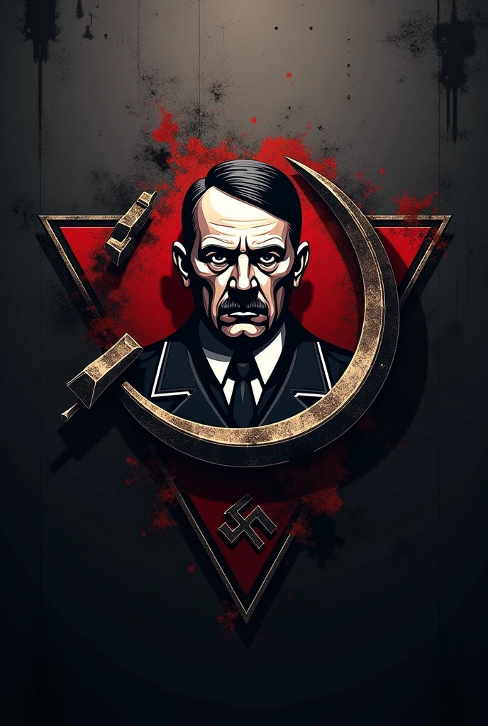 Design a logo for my advertising agency company, is called "Hitler" and your palette should have the colors red, black and white, and his Nazi symbol badge