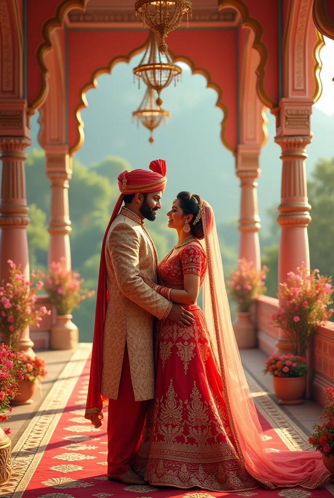 A man in tajmahar with rashmika mandana