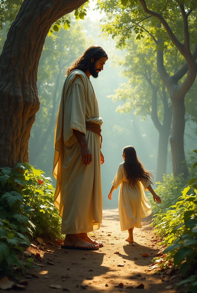 Visualize a Scene of Peace and Love, onde o sol brilha suavemente, criando uma luz dourada que acaricia a paisagem. Jesus, O Son of God, is at the center of this scene, com um sorriso gentil iluminando seu rosto. His eyes overflow with compassion and joy as he stretches out his open arms, Inviting children to come closer.
Jesus' expression is affable and welcoming, transmitindo um calor reconfortante. His smile is warm, radiating an energy that makes children feel loved and accepted. It projects an aura of peace and retention, tornando-o irresistivelmente cativante para os pequeninos.
Jesus' arms are open in a warm gesture of welcome, symbolizing that all are welcome and cherished in your presence. His every move is full of grace and love, Inviting children to feel at ease and protected.
Ao fundo, a natureza resplandece em sua beleza, refletindo a paz que Jesus emana. The scenery is adorned by colorful flowers, Majestic trees and a soft blue sky, criando um ambiente sereno e acolhedor.
This scene is an invitation to everyone, especially children, a se aproximarem de Jesus, sentindo-se amadas, Accepted and welcomed into his loving arms. It is a representation of the affection and deep connection that Jesus had with the ones, showing that they are truly special in God's eyes.