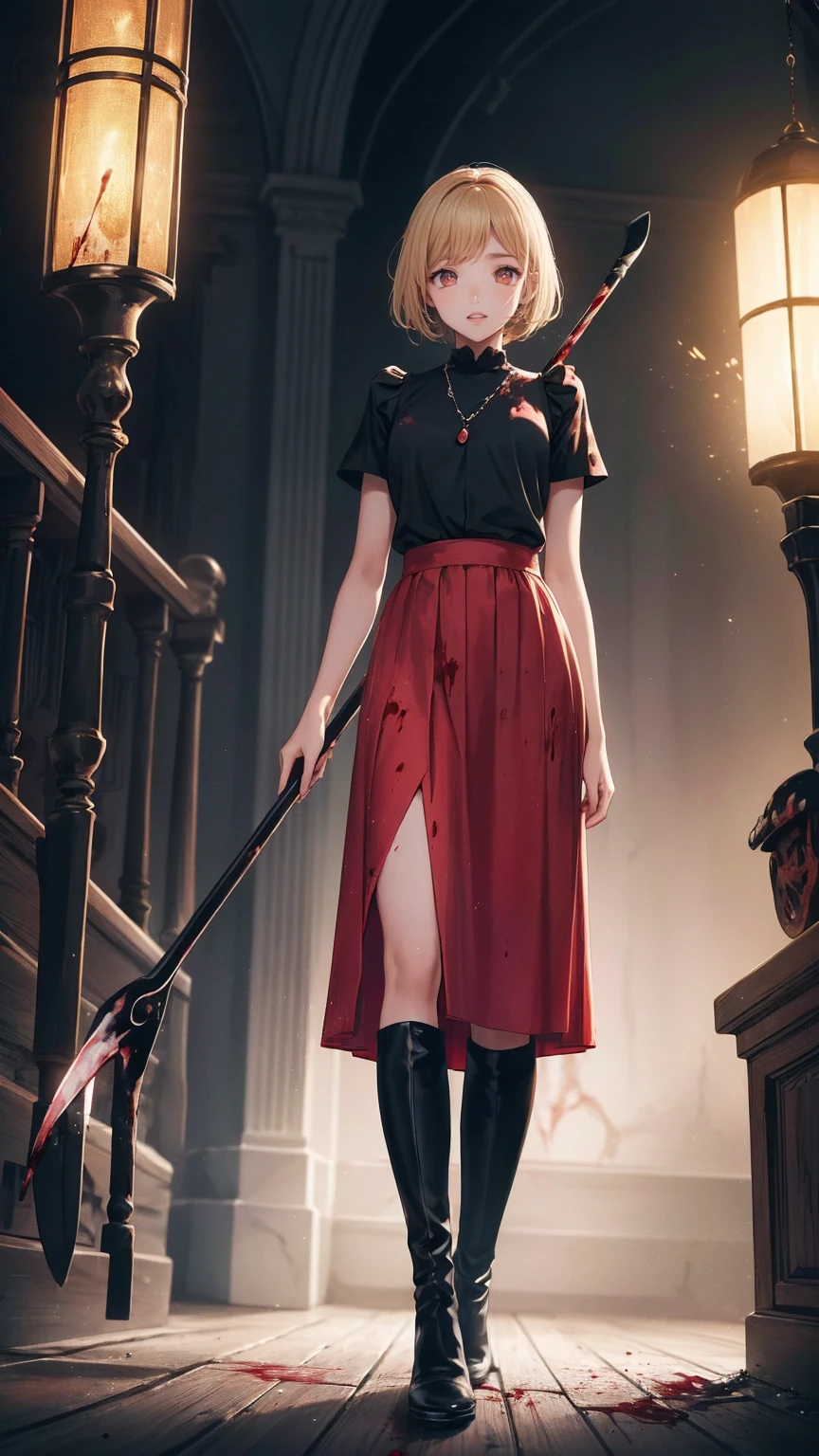 Shadowy Face　、beautiful girl、とてもcute天使、 pink t-shirt 、cute、baby face、smile、 Long Skirt、 BLACK LONG BOOTS 、.(  best quality ,4K, high definition ,  Masterpiece :1.2),  very detailed,Realistic:1.37,  Spooky altar background  ,Dark fantasy,Red Scheme ,Ominous atmosphere,Eye-catching,story,anatomy,Anime Style,  concept art,beautiful細部までこだわった顔と (((red eyes ))),A terrifying ritual ,Satan's Ritual  ,Premature death,Inappropriate behavior, smile ,Scythe Face,Girl Monster, beautiful,  delicate facial features,   sharp eye,  sharp fangs, pale Skin, Dark Background,   movie lights, Dramatic Shadows,  gothic,   Being in a Dark Atmosphere , Dark fantasy, 1 person&#39;S,  please open your mouth wide ,  In the dark atmosphere of 。 open your mouth and peel your fangs  , Beastly Sharp Teeth , Wide lips, Very big mouth,  red cheeks , ,( Blood Splatter :1.4),Scary smile, smile, angel design , TwiSted smile、Bloody、Head bleeding,,,,,、 Blood Splatter 、,( Blood Splatter :1.4), skull bones,devil&#39;s gun,Horror Style, (( Fantasy Sweet Taffle Ruffle Pink Costume)), ((  Flowing blonde hair  )), ,( Blood Splatter :1.4),Female Curves,  sexy flat stomach ,   perfect hand, Perfect anime face, (Pink Tata Dress)),  standing, ((悪のsmile)), ,( Blood Splatter :1.4), Steam circulation, Moonlight Illumination, night lighting, ( Blood Splatter :1.6),アニメ angel design , TwiSted smile、Bloody、Head bleeding,,,,,、 Blood Splatter 、,( Blood Splatter :1.4),  skull bones,Gothic architecture、Western architecture、  fantasy world  、,Victorian city, Skeleton Gas Light, absurd,  high definition 、 ((   table top naked underneath the jacket)), ((  best quality )), (  very detailedな), ((  very detailed)), (beautiful), ((cute)), (NFSW:1.8), Alone,(:1.6)、(world&#39;最も恐ろしく気味の悪いdevilの女の子:1.5)beautiful face、  Full Body Esbian 、pale, beautiful肌、beautiful金の髪、smile gently、Dark building ruins、(snow white&#39; ruffle dress:1.3)、( Dark Ruins Are Stained with Blood :1.3)、Low angle full body shot、(少女は血の海の中に standing:1.5)、(The ground :1.3)、( that girl lost a ton of blood ....:1.3)、( smile :1.6)、Spirit、( Blood dripping from the mouth :1.3)、
