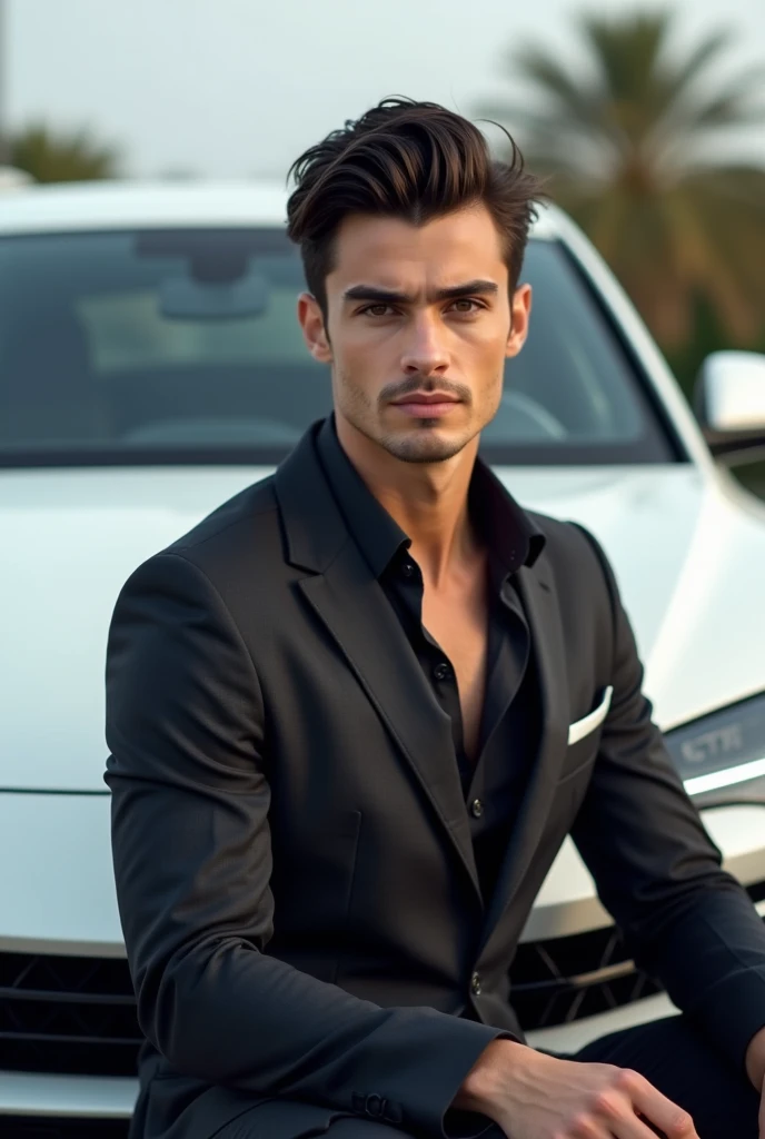 man in a luxury car