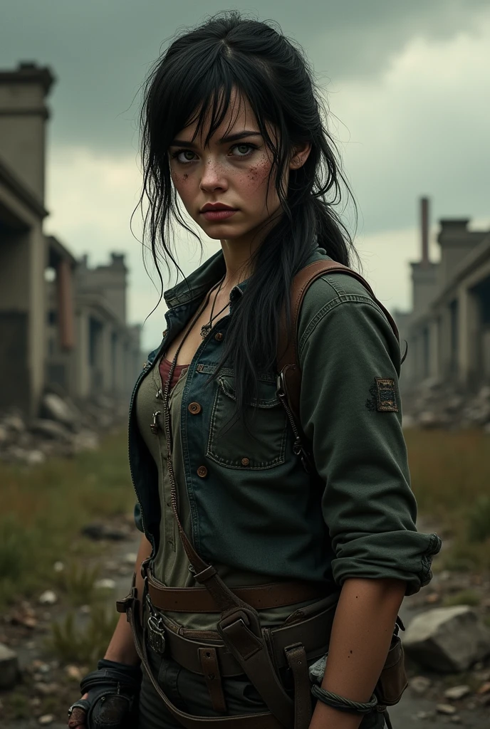 Full length view, survival girl, desert, lightning, tanned skin, tank top, manga style, mysterious, torn clothes, green eyes, perfect face, messy black hair, real skin, whole body, perfect soft impressionist composition, big reflective eyes , dramatic, insanely detailed, 4k resolution, cinematic, dramatic atmosphere, surround lighting, cinematic lighting, studio quality
