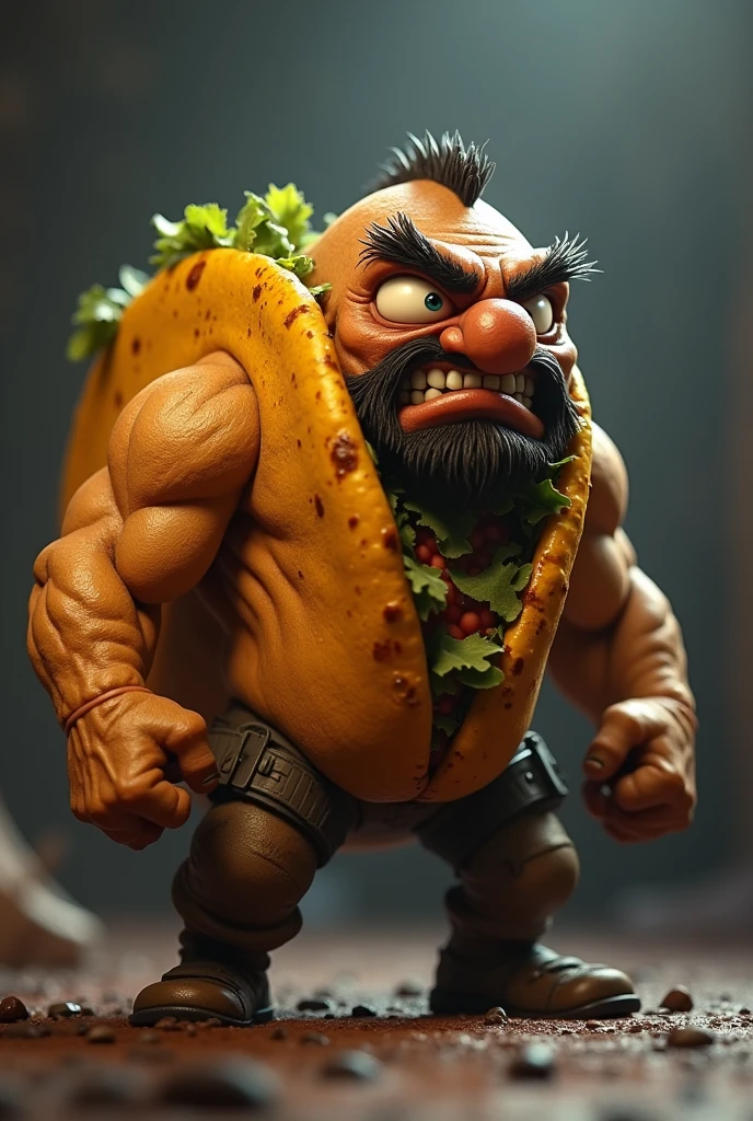 Make an image of a barbarian holding a hamburger as a drawing of a burger shop logo