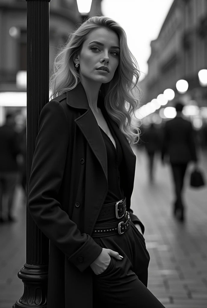 Imagine Taylor Swift walking the streets of Mexico City in the 70s, in black and white, dressed in the style of the time.