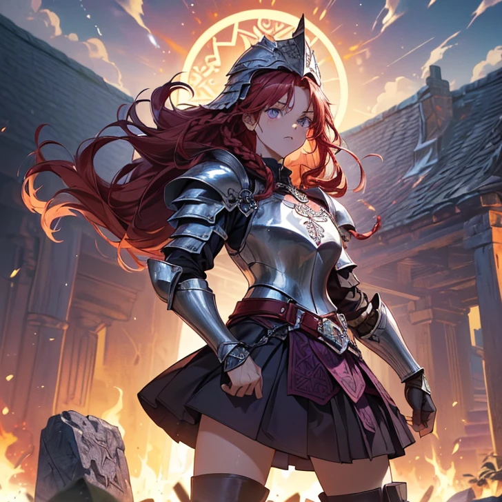 arafed, high details, best quality, 16k, [best detailed], masterpiece, best quality, (extremely detailed), a view from the rear (best details, Masterpiece, best quality), photorealistic, fantasy art, RPG art, a picture of a human mecha woman sorceress sittings in her magical lab, divining distant places in her crystal ball, epic beautiful human woman (best details, Masterpiece, best quality), ultra detailed face (best details, Masterpiece, best quality), red hair, short hair, red eyes, dynamic dress (best details, Masterpiece, best quality), magical library, with many books, and magical runes and wards, glowing arcane sigils GlowingRunes_paleblue, crystal ball (best details, Masterpiece, best quality) on table, runes on crystal balls GlowingRunes_yellow, fantasy magical library background (best details, Masterpiece, best quality), Ultra-Wide Angle, high detail, award winning, best quality, HD, 16K, 3D rendering, high details, best quality, highres, ultra wide angle, 3D rendering, [[anatomically correct]]