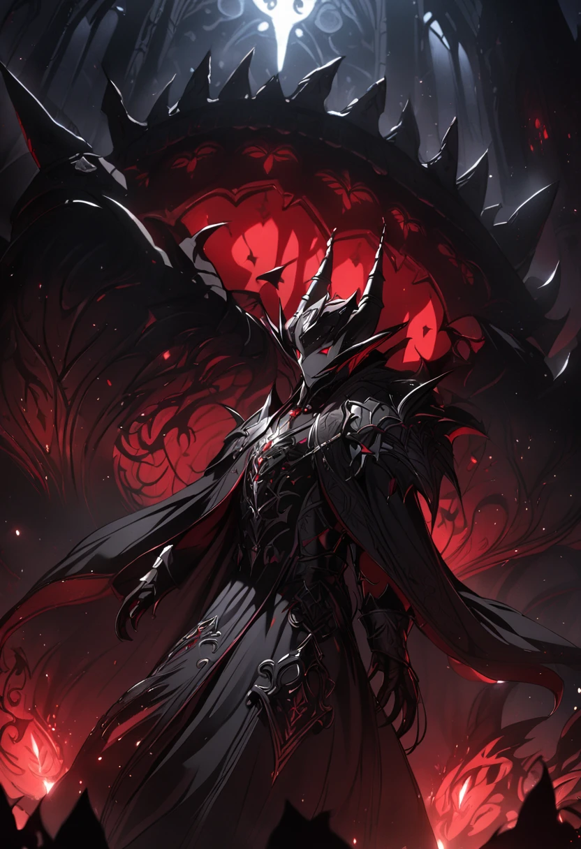 Vampire Lord, black armor robe, red cloak, cinematic lighting, highly detailed, intricate details, epic fantasy, dramatic shadows, 8k, best quality, masterpiece, professional