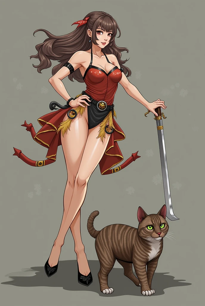 Roxanne Demin kin 1girl, solo, medium breasts, Body position: Standing, straight, symmetrical, barefoot, Lustful smile on face with red blush, fluffy ears, dog ears, blonde hair, bikini armor venus body