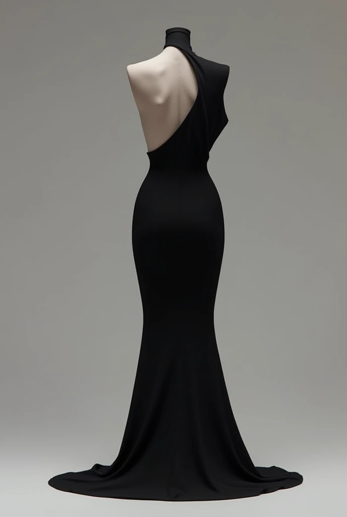 The black dress with slightly thicker straps, it is tight on the breasts, up here, and going down it gets long, wide open like this. It has pockets on the sides and is black.. And it has pockets on the left and right side. Going down it is wider and more open