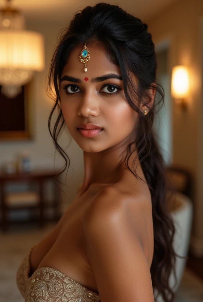 young Indian girl, 18-year-old, bedroom dress, gentle lighting, intricate facial details, flawless complexion,full body picture, top-notch 3D rendering, hyper-realistic, photorealistic digital art trending on Artstation 8k HD high definition detailed realistic, detailed, skin texture, hyper detailed, realistic skin texture, armature, best quality, ultra high res, (photorealistic:1.4),, high resolution, detailed, raw photo, 400 camera f1.6 lens rich colors hyper-realistic lifelike texture dramatic lighting. breasts with pointed nipples. transparent clothes. sitting thighs open. hands squeezing breasts.