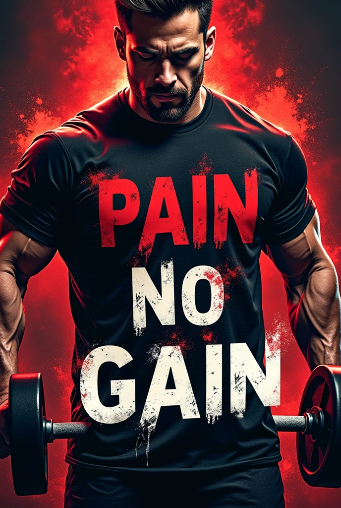 I would like an image in 1080 x 1350, with the following sentence in the center of it "No Pain No Gain" in red with shattering effects, in the background of the image, something that is motivating and draws attention related to sport, Maybe a blurred person that you notice is trying hard like a race or some Olympic sport