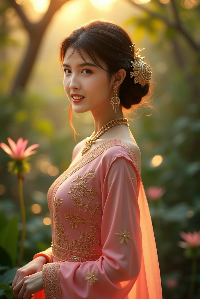 A female humanoid,Height 240cm,Very long chin,With extremely exaggerated and huge mythical female body proportions,Strong muscular body,,Very well developed limbs,Mixed Shandong face,Smile,whole body