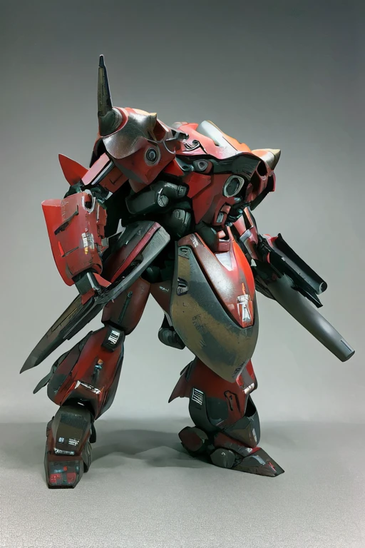 best quality,masterpiece,highly detailed,ultra-detailed,scarlet militaryrobot, mecha,battlerobot, science fiction, no humans, non-humanoid robot,military vehicle,missile pod, machinery, realistic, shoulder cannon, black skin, standing, cockpit windows