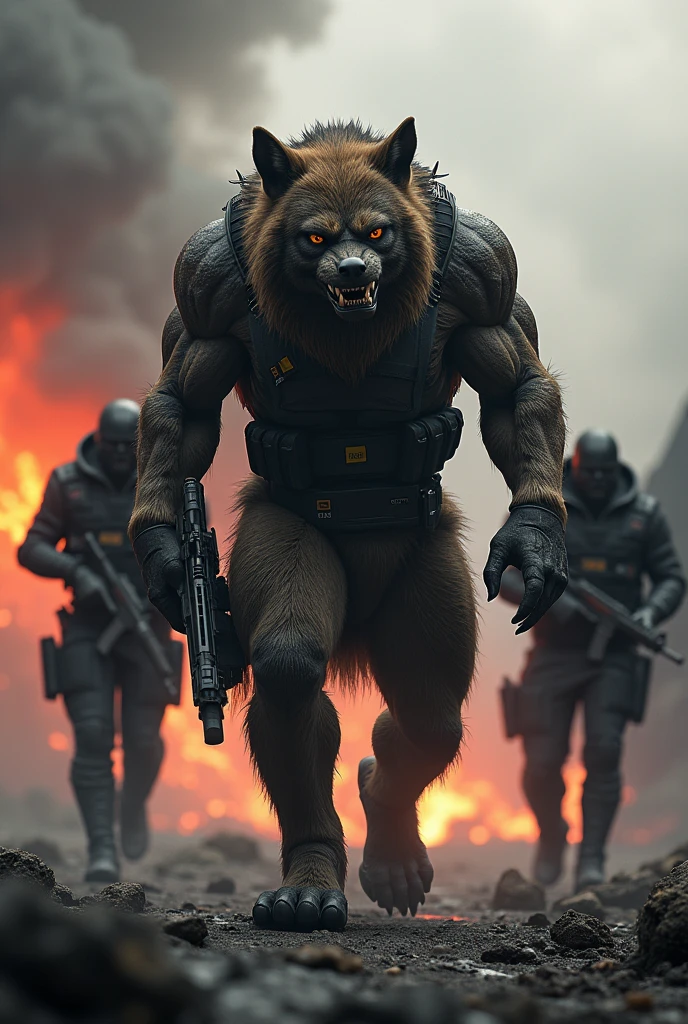 cinematic photo a werewolf is fighting in ww1 trenches, high quality photography, 3 point lighting, flash with softbox, 4k, Canon EOS R3, hdr, smooth, sharp focus, high resolution, award winning photo, 80mm, f2.8, bokeh . 35mm photograph, film, bokeh, professional, 4k, highly detailed, high quality photography, 3 point lighting, flash with softbox, 4k, Canon EOS R3, hdr, smooth, sharp focus, high resolution, award winning photo, 80mm, f2.8, bokeh