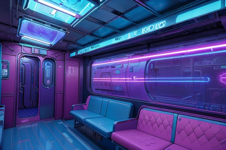 Cyberpunk style train image, Blue and purple neon signage，Abstract graffiti on the train, in jungle，trains,(1 girl:1.4), luring,(8K, Award-winning, Best quality, A high resolution, high detal, Anatomically correct, ctextured skin, 1 girl:1.3),(trains:1.3)Fly with high technology