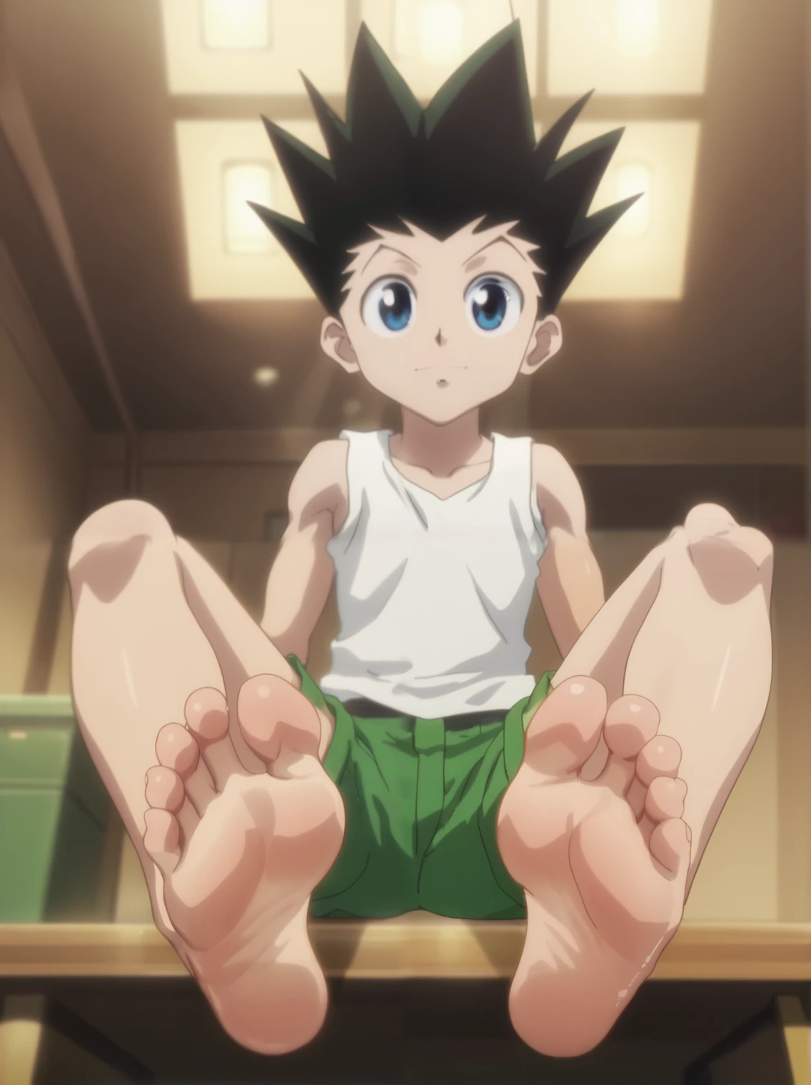 Gon on his knees, desperate, hyperdetailled