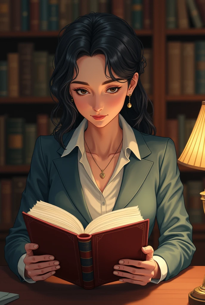 (score_9, score_8_up, score_7_up), detailed, realistic  professional woman looks up from her papers at the viewer, annoyed, glasses, interrupted reading, stack of papers.