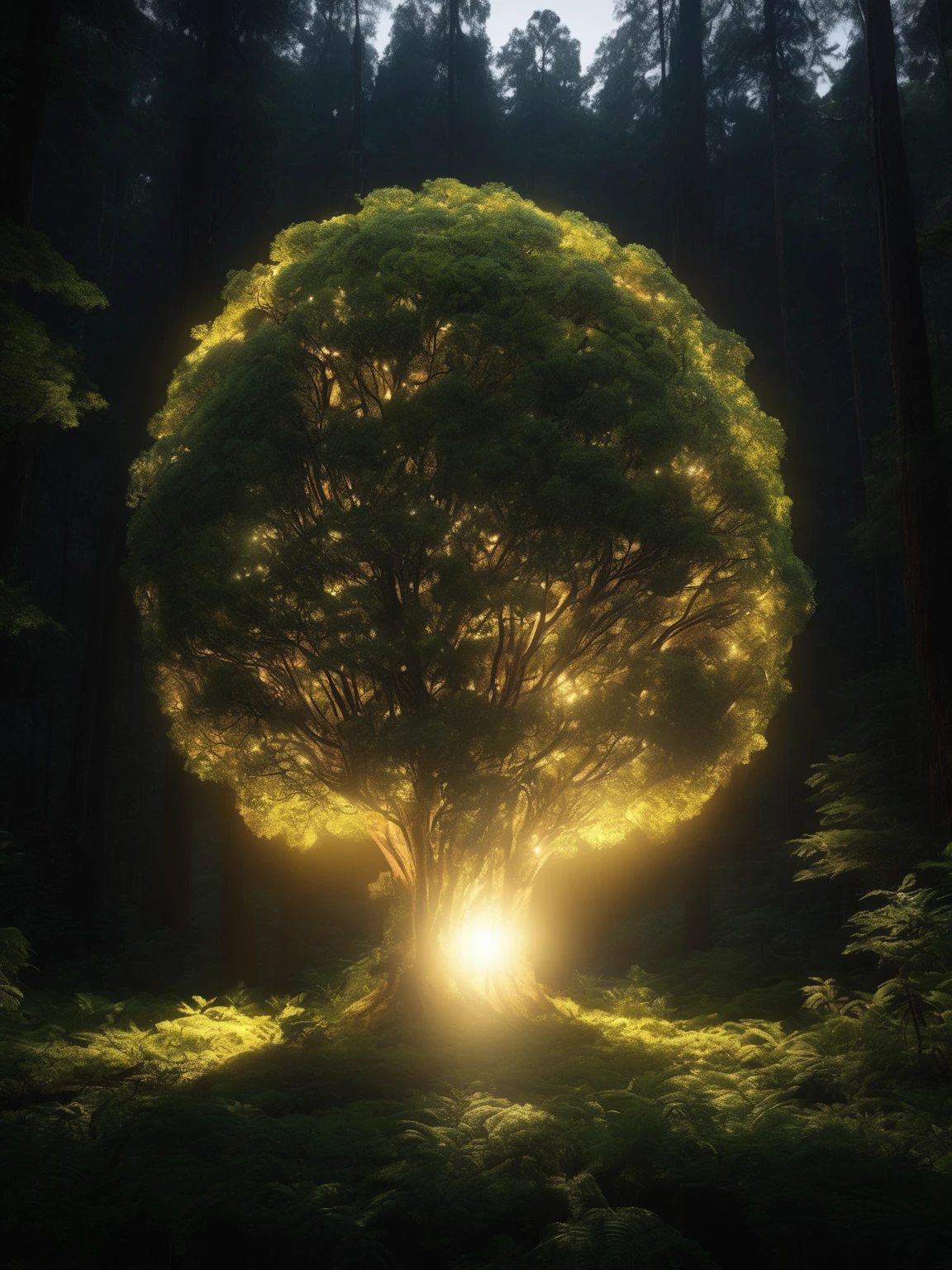 The human head looks like a glowing ball,  the human head is becoming a glowing ball , ダーKukoa ,  ultra high resolution with forest background, Simple,   beautiful detail, Center, Kukoa ,  ultra high resolution with forest background, Simple,   beautiful detail, Center, 