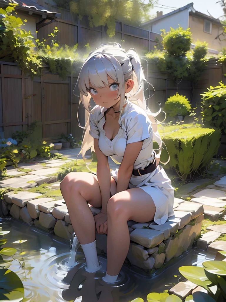 Masterpiece level, highest quality, little ****, white sailor suit, small leather shoes, double ponytail, seated, full body, ((cute), sexy, long blue hair, large, ultra-see-through, (thighband pantyhose, white pantyhose: 1.3), miniskirt, (textured skin, anatomically correct, masterpiece, UHD, ccurate, high details, super detail, high quality, best quality, highres, 1080P)),outdoors,(,Skin radiance,Skin quality:1.6)(************:1.3), (****), (Fair Skin, (Beautiful Girl: 1.5), (Skin Quality: 1.5), (Glossy Skin: 1.3), (Beautiful Girl), (Superb Body), Short Hair, (Straight Hair), (rose Hair), Hair with Beautiful Details, ((blurred))