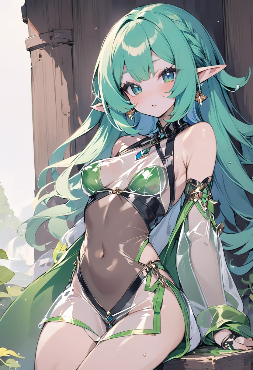 Elf woman wearing sexy transparent clothes