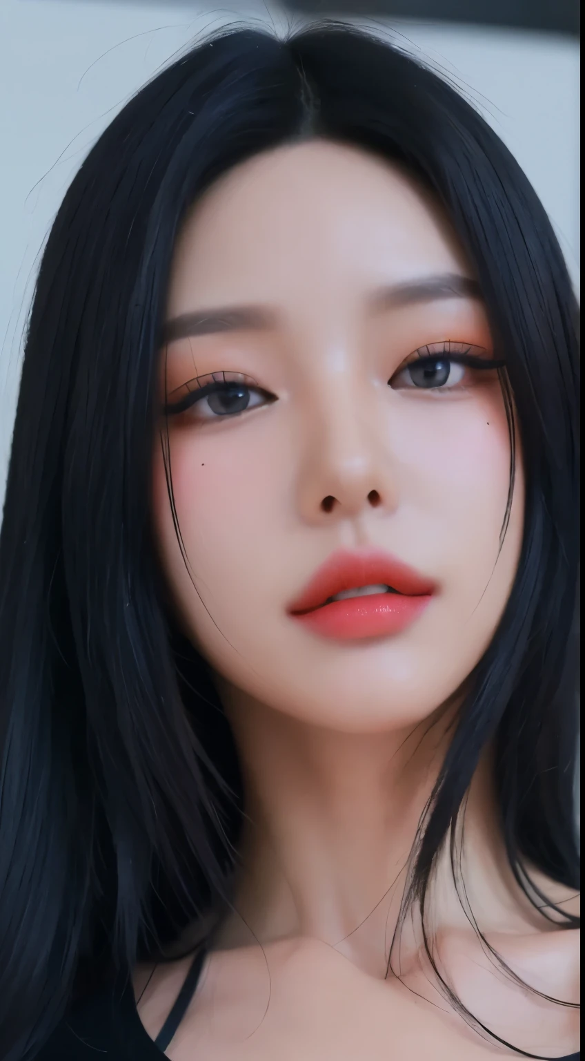 Korean model , Head model , Unique Hair Details, Cyberpunk Fashion , near future , Double eyelids, big lips , Professional makeup
