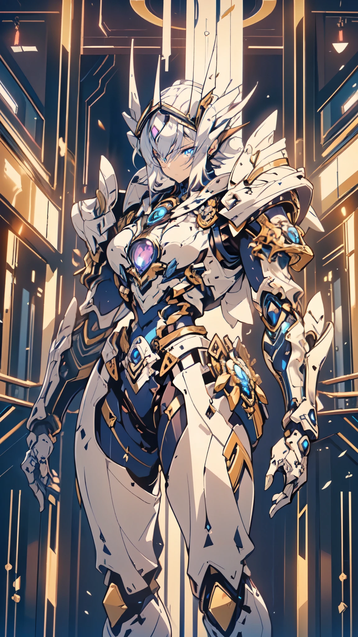 (masterpiece:1.5, best quality:1.5, extremely delicate:1.5), a woman wearing a full-face helmet, high-tech biomimetic armored combat suit, (a composite layered chest armor), the design balances heavy with agility, fully enclosed shoulder guards, matching arm and leg guards, a belt of gemstone, (the color scheme is primarily Purple with Blue and Yellow accents, Organic Biotech, Concept Inspired by succubus, glowing eyes, armor glows), stand of a futuristic sci-fi city, this character embodies a finely crafted fantasy-style armored hero in anime style, exquisite and mature art style, metallic, high definition, highres, ultra-detailed, ultra-fine painting, professional, perfect body proportions, golden ratio, anatomically correct, symmetrical face, extremely detailed eyes and face, high quality eyes, creativity, RAW photo, UHD, 32k, Natural light, cinematic lighting, (masterpiece-anatomy-perfect:1.2)