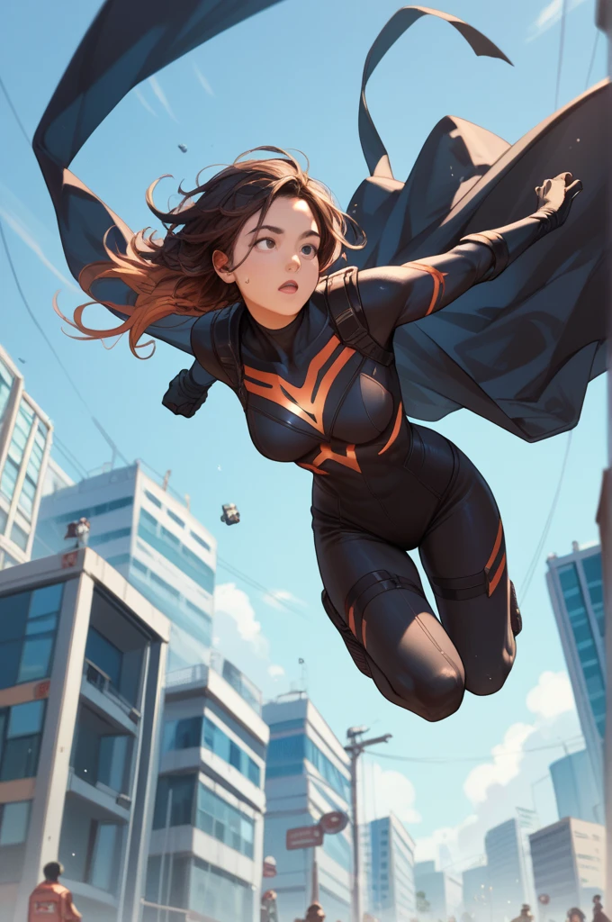 (highly quality, work of art, detailded), burning city detailded scenario, burning city detailded background, gray jeans, waist belt, red leather jacket, mitts, Phoenix symbol on chest, red leather pants, sitting on top of a building, へそ, face perfect, gorgeous eyes, gazing at viewer, pose sexy