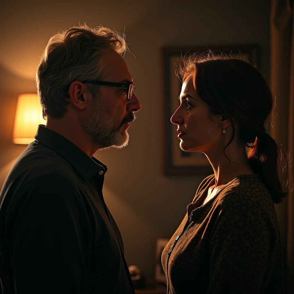 Remus Lupin, played by actor David Thewlis. And add to him a young woman (his wife). Slightly plump, short brown hair to the shoulders (cascade hairstyle), brown eyes. They kiss.