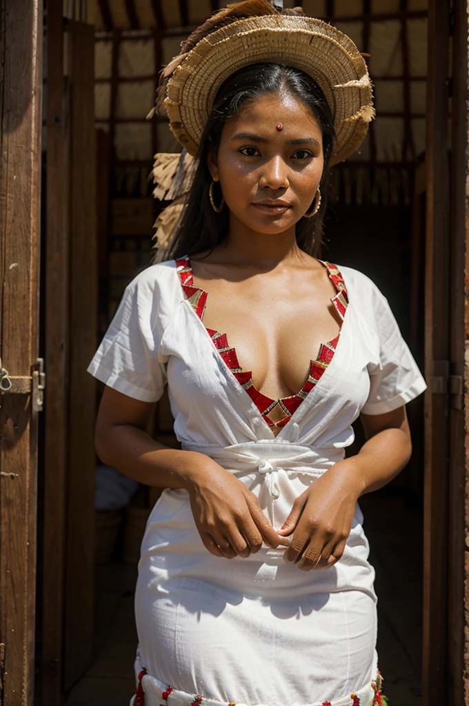 Beautiful sexy, 26 years, Tonga 🇹🇴, Polynesian ethnicity, dressed in traditional clothing red white 