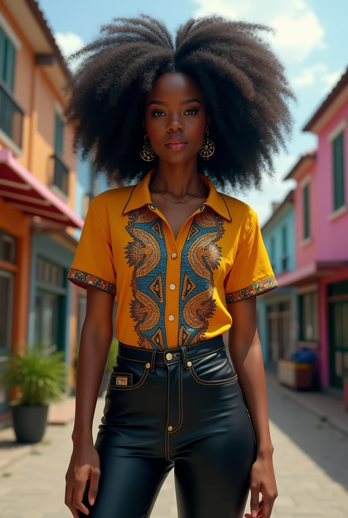 ((Peau africaine foncée, Peau d'ébène très profonde)), ((Sa beauté est indéniable)), ((joli visage excité)), ((Yeux parfaits hyper détaillés,)), ((pose mignonne)), ((Langue sortie)), ((Attirant )), Sexy, (( Chemise en maille serrée, shorts courts Sexy)), ((Afro bouclés cheveux africains queue de cheval afro afro,)), (( peau)), ((debout, vue de deux )), ((toucher ses propres jambes dans une pose Sexy)), (( montre bien son cul)), ((Dehors, Ville publique)), CGI ciblé, photoréaliste, Détails élevés, Réaliste, partie maîtresse, absurde, Meilleure qualité, HDR, de haute qualité, haute définition, extrêmement détaillé, Fond d'écran 8k, détails complexes, 8k euh, Full HD, (photo réaliste:1.2), contraste, éclairage intense, cinématique d'éclairage, éclairage naturel, Lumière forte, Contre-Jour, Éclairage global, occlusion ambiante, montre bien son cul, cul parfait,