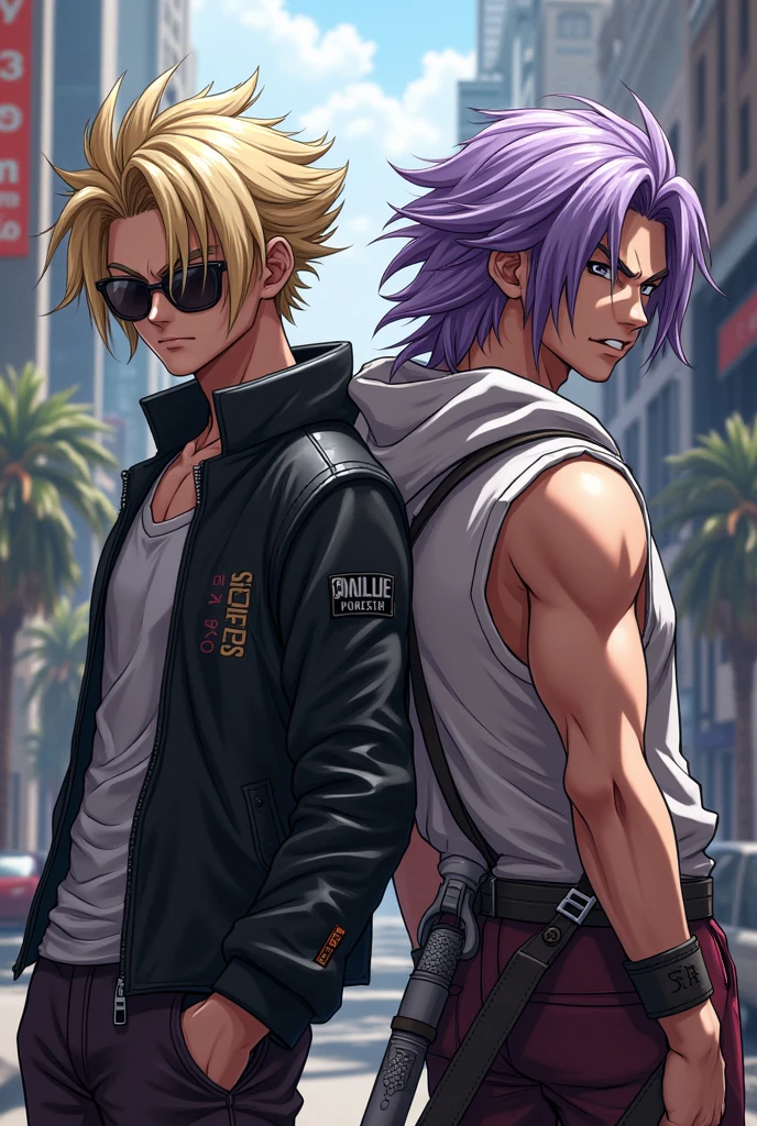 cloud final fantasy with dark beard, holding the key to Kingdom Hearts, next to a pokemon