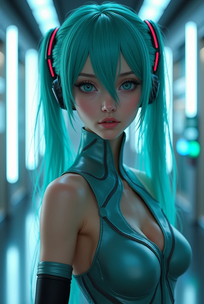 Big breasts Hatsune Miku，extremelydetailedface，sports bra，shorter pants，Pantyhose，full bodyesbian，Realistic rendering of Vista Unreal Engine 5，（（lengthwise：1.2））， Raiden general， Detailed clothes， white  clothes， bluntbangs， pigtails， （：1.1），， wide-sleeved kimono， hair adornments， white japanese clothes， （red waistband：1.4）， （Purple colored hair：1.4）， Very long hair， hair straight， 详细的脸， in cold face， （smooth jaw：0.85）， Keep your mouth shut， long eyelasher， sharp sharp eyes， looking at viewert， beautidful eyes， Detailed eyes， Thick eyebrows，Red Eyeshadow，symetrical eyes，（ulzzang-6500：0.7），a skirt，（from below：1.1），（Cyberpunk-city：1.4），From the side Side，（the roof：1.5），（As estrelas\（Skysky）：1.3），photon maping，physically-based renderingt，RAW photos，highly detailed back ground，A high resolution，ssee-through，beauitful face，The top body is super realistic lean muscle and super largest_breasts！！With boobs_The type of melons，The lower ones are huge hips，wet shiny body