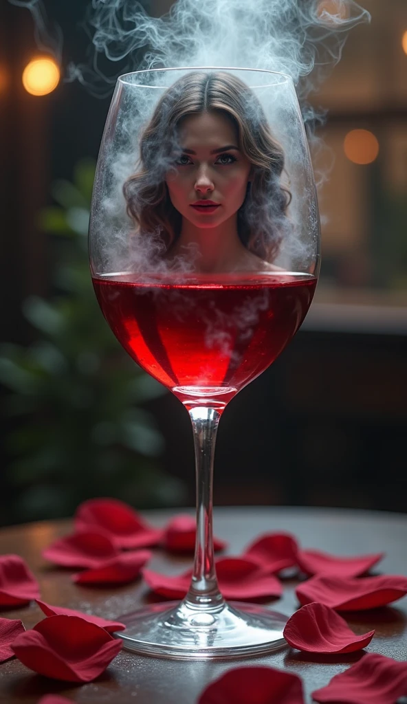 Redhead girl, age 25, holding, at eye level,  glass of bordeaux wine. Bubbles can be seen on the edge of the wine. back lighting, enhancing the color of the wine. Provence. haze. 超detailded.  Provence. Foggy . High grain film. retro photography, David Hamilton Style. Analog photography. grainy. nymph.