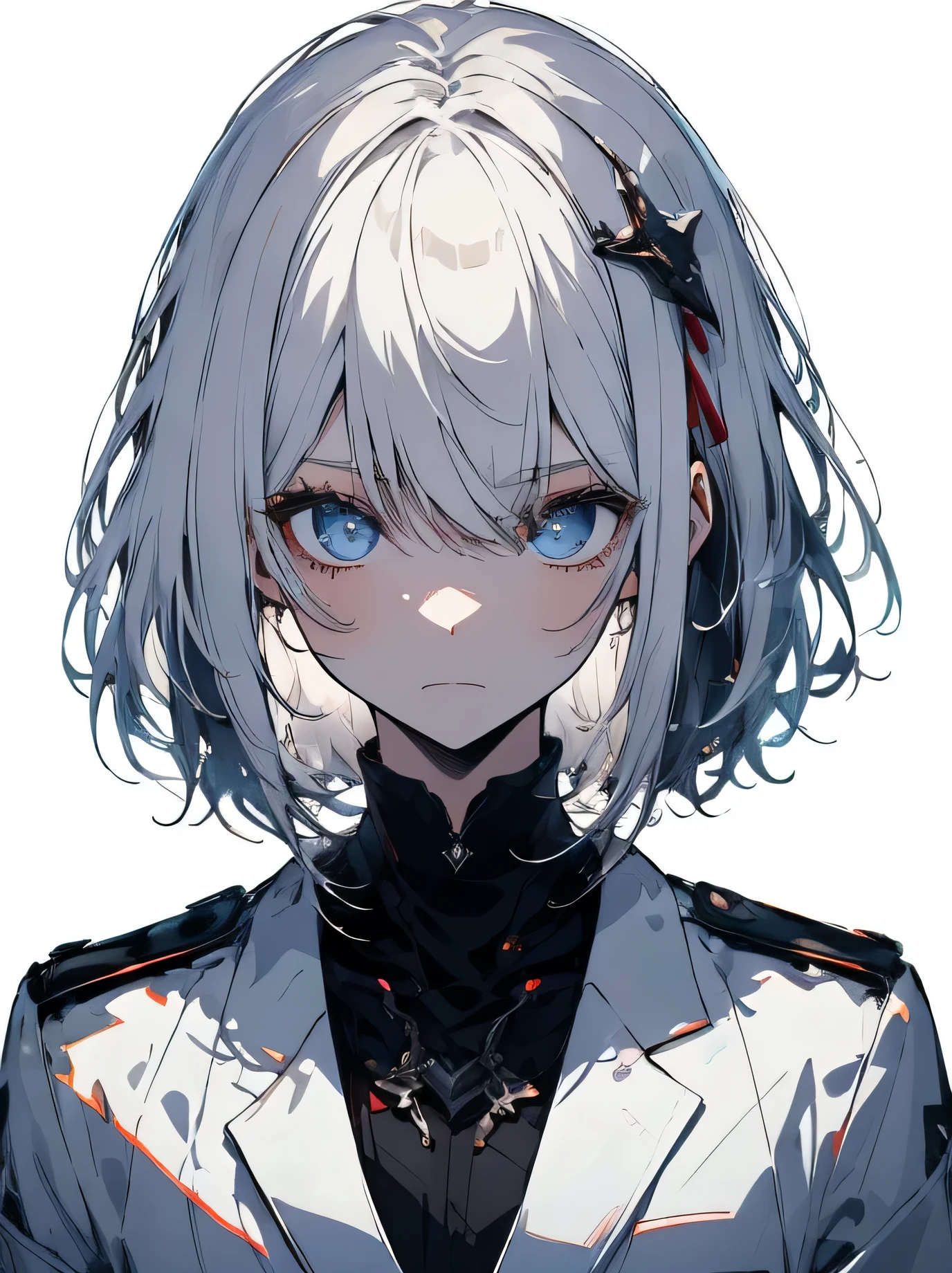 white haired boy wearing eye patch with eyes yellow