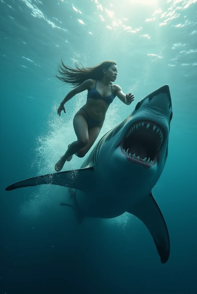 4K, photo, masterpieces, shark and girl, girl on the shark
