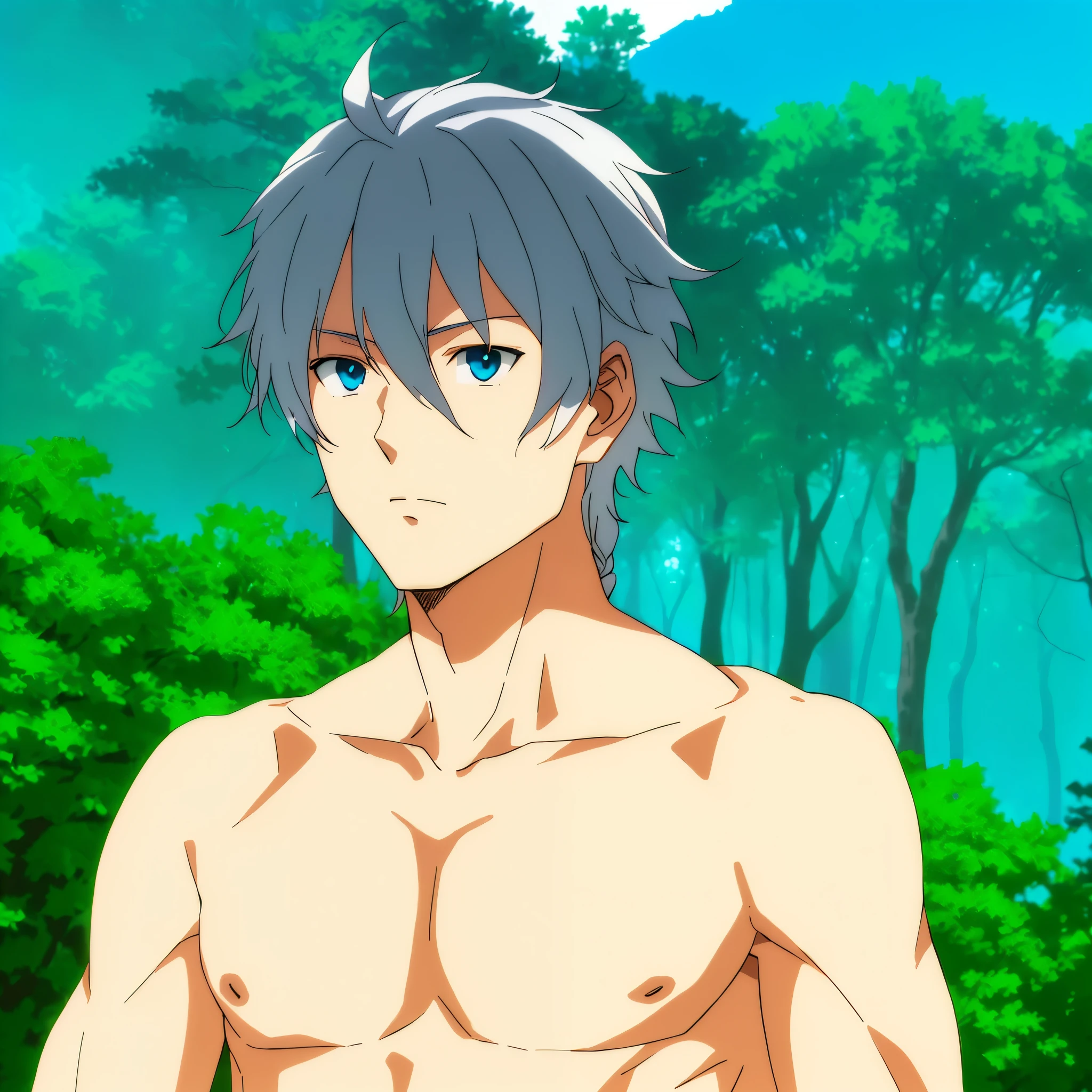 (best quality,4k,8k,highres,masterpiece:1.2),ultra-detailed,realistic,blue eyes,toned abs,full body,jewelry,focus on male,pectoral muscles,solo performance,swimming trunks,bare-chested male