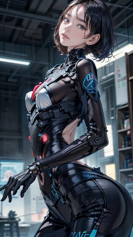 Cyborg girl, muscle, cyberpunk