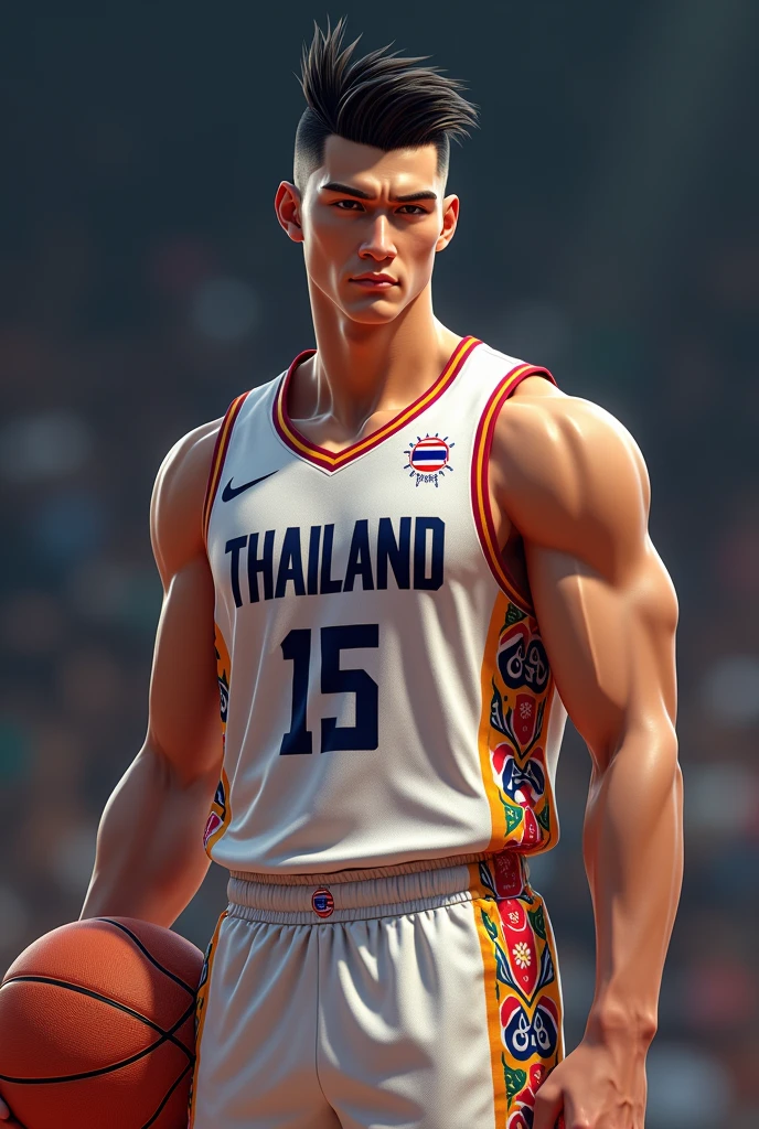 Make me a basketball player. 
Height: 6'1
Skin: light
Hair: STRAIGHT 
Jersey number: 0
Body type: muscular
Nationality: Filipino 
