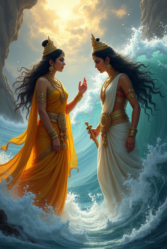 Radhe Krishna in indian temple in ship background