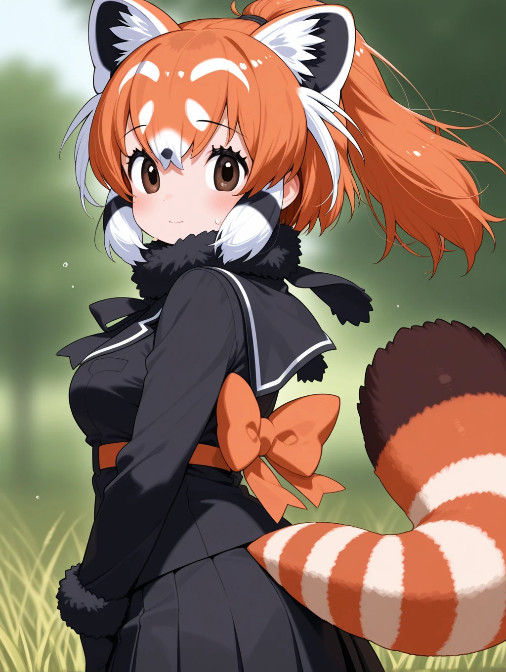 red panda (kemono friends) , ponytail 