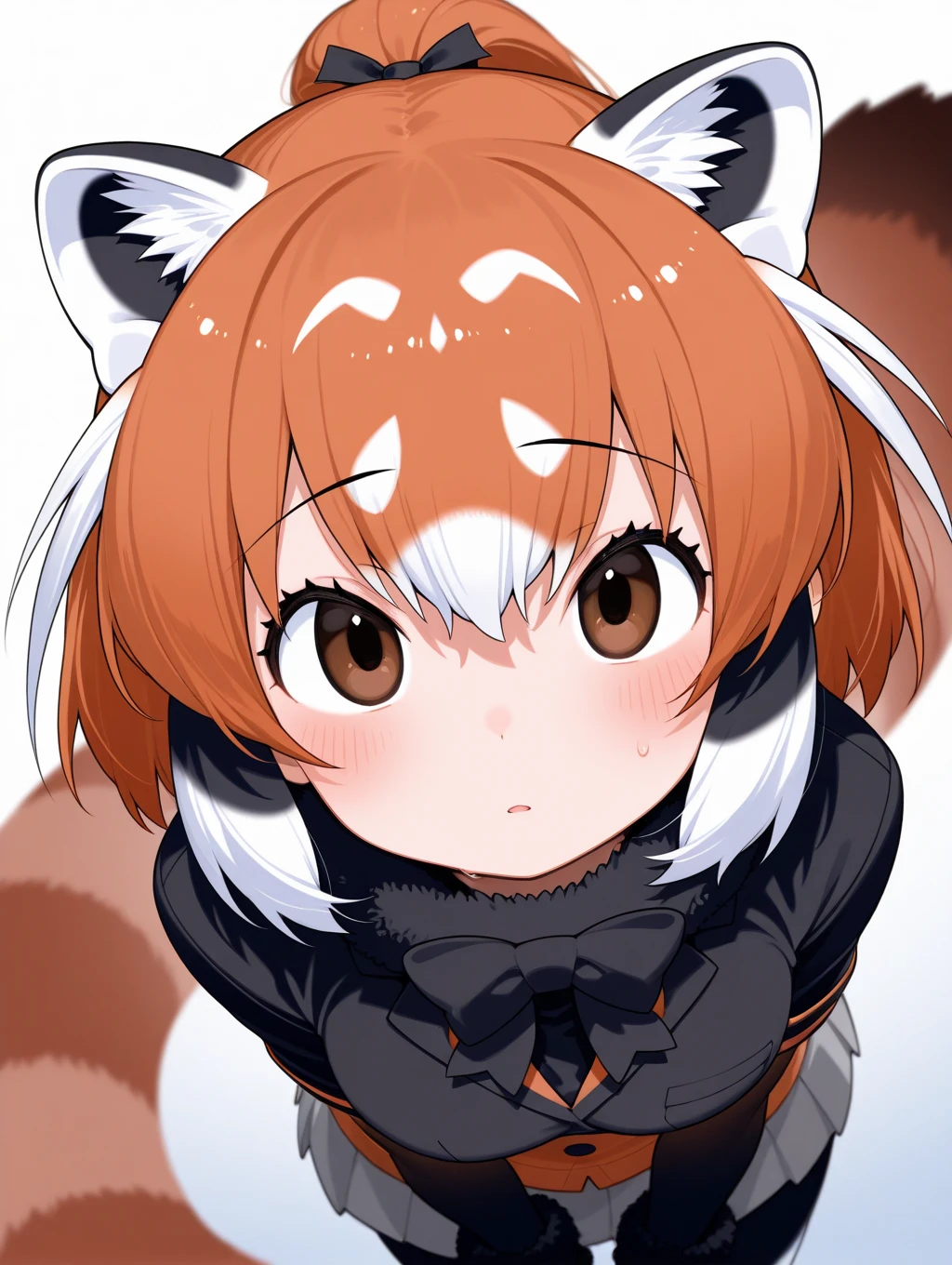 red panda (kemono friends) , ponytail 