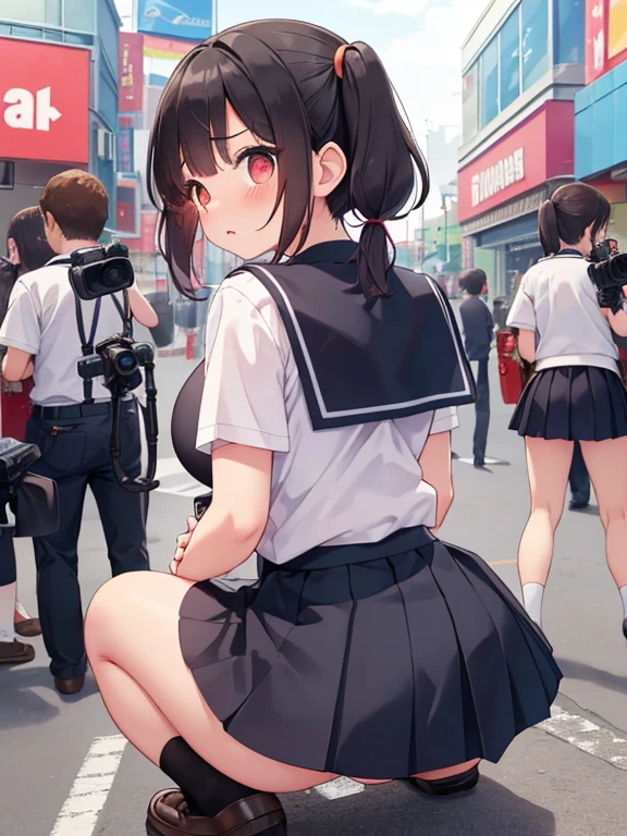 NSFW、(Japanese Girl)、masterpiece, 最high quality, high quality, High precision,Highly detailed 8K wallpapers、Beautiful Skin、(White shirt、Navy Skirt、Brown loafers)、((Photo session、Surrounded by many photographers、The camera is pointed at))、(amusement park)、((Expose))、Big Breasts、((Hollow Eyes、tears))、(頬を伝うSweat、胸にSweatが流れ落ちる)、(((Sweat)))、(((afterwards)))、(((A lot of love juice)))、(pubic hair)、(((Covered in semen)))、(((Leg spread、Put your finger in your vagina)))