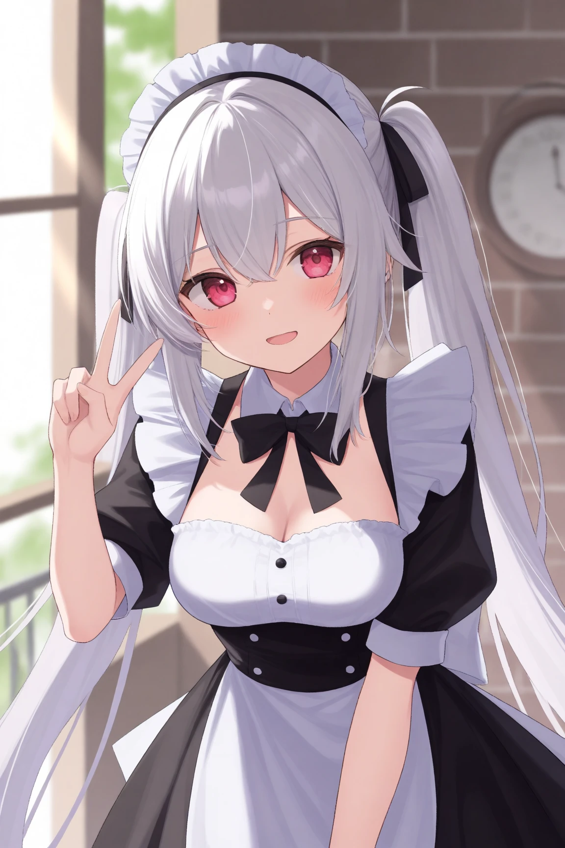 best quality, masterpiece, highres, solo, {anchorage_azurlane:0.90}, {maid:1.40}, {long maid dress:1.15}