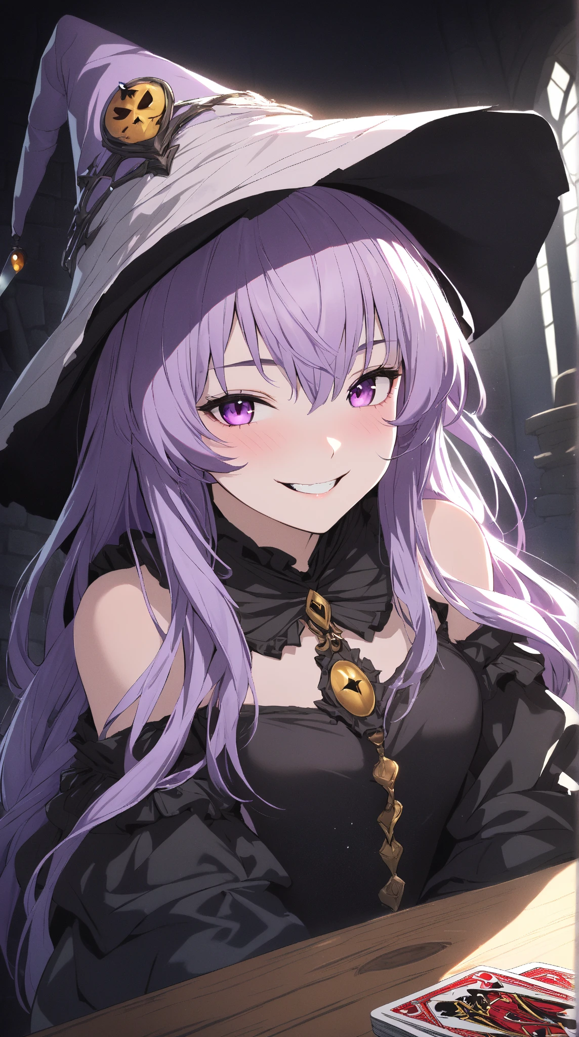 ((tmasterpiece:1.4, Best quality at best))+, (hyper-detailing)+, (Delicate purple eyes:1.5)+,Witch hat,(Detailed fish ears:1.5), (cute girls), (Blue-purple dress:1.5), Short curly hair details, Hair on both sides, (wariza:1.2), pale-skinned, (black ribbon:1.5), (White stockings:1.4), harp,Red butterfly,Seabed with trees and corals,Conch headdress,Swim in the water,Giant wood, (wolfberry:1.1), (dawn light:1.2), ), (Close-up cleavage:1.1), (elevation perspective:1.3), forehead jewel, Colored inner hair, Striped hair, Sad smile, disarray's gem branch, Lilac hair, first person perspective,the only person,